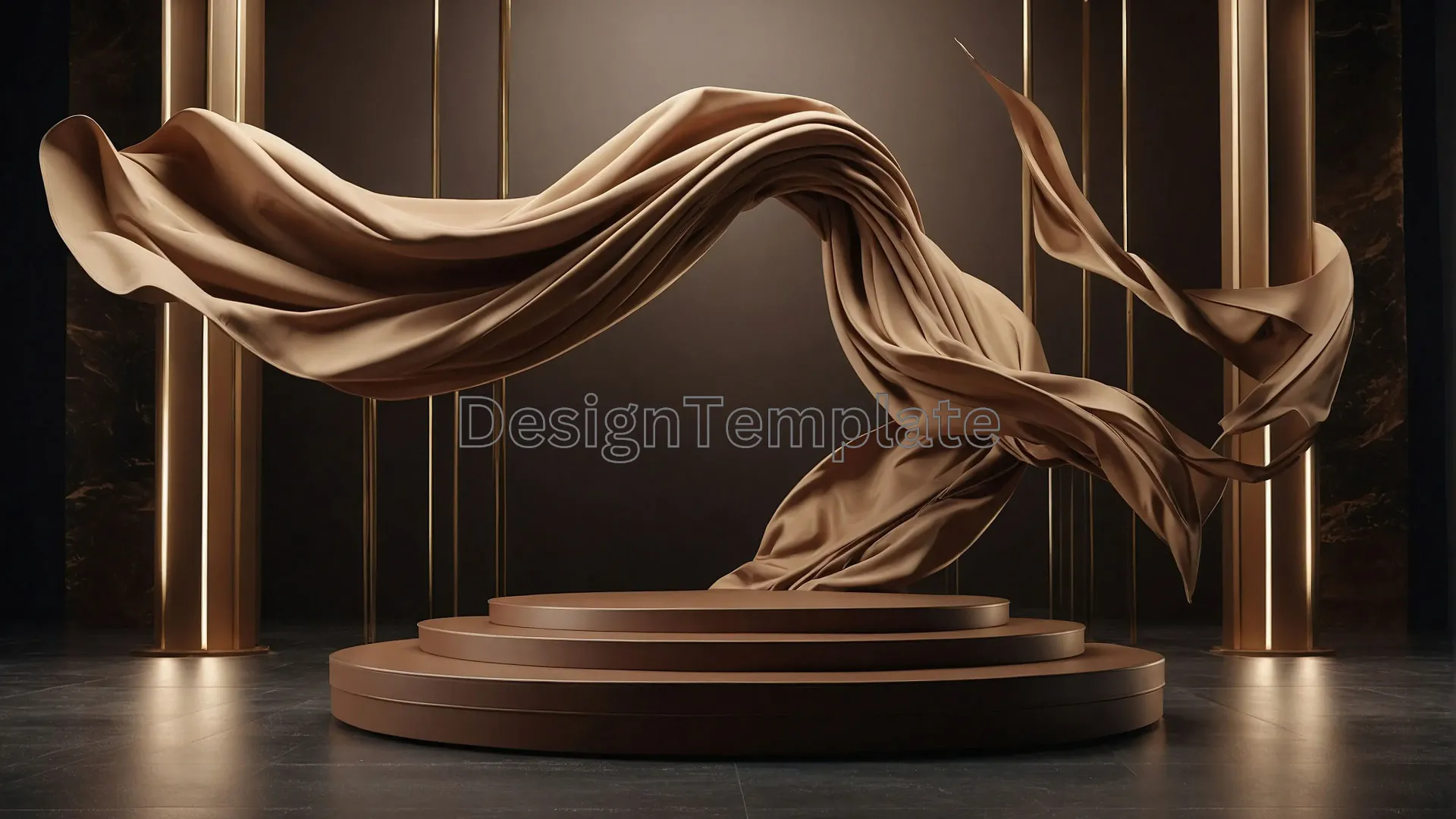 Luxurious Podium with Flowing Cloth Image